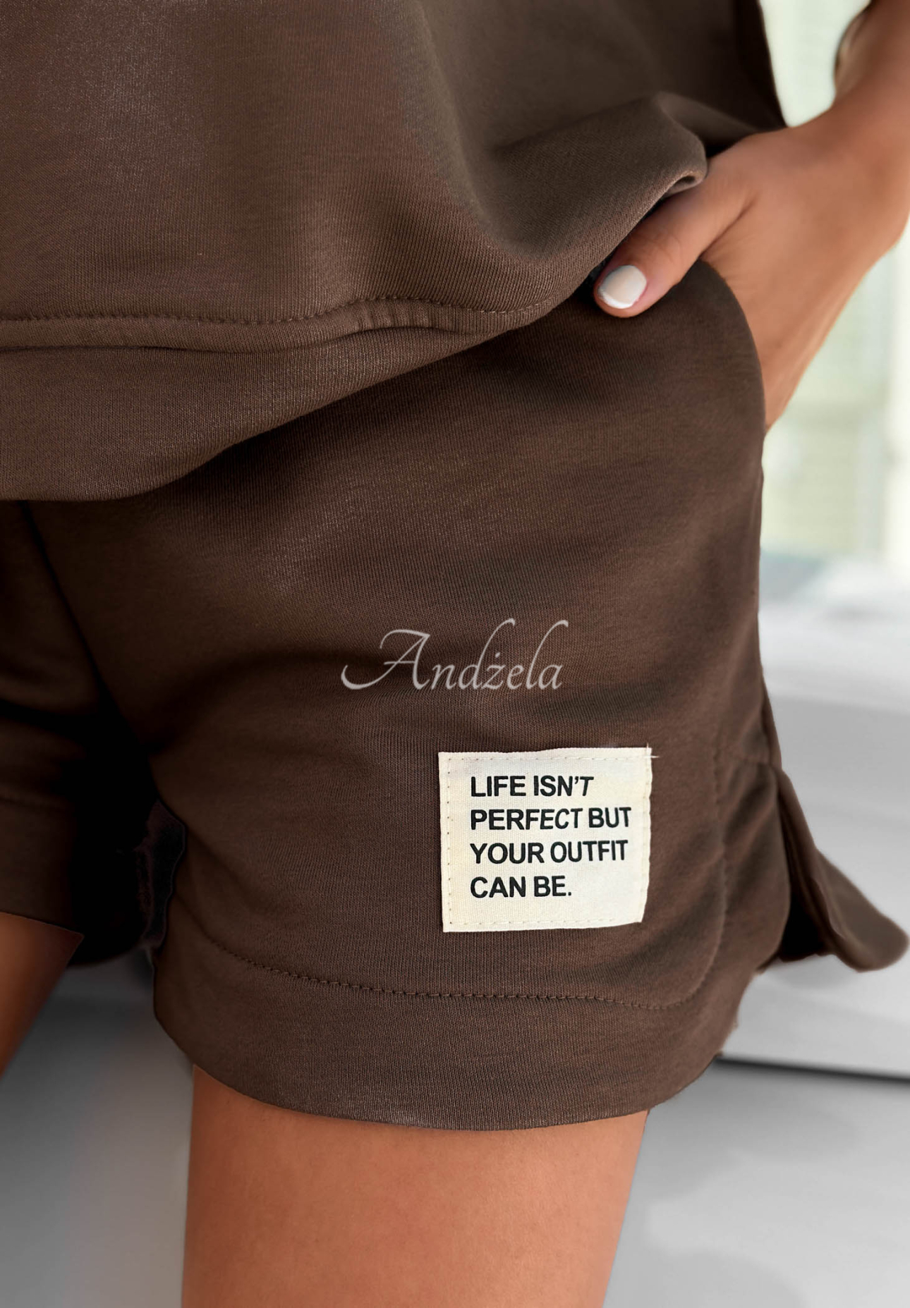 Baumwoll-Set aus T-Shirt und Shorts Sporty Summer Schokoladenbraun