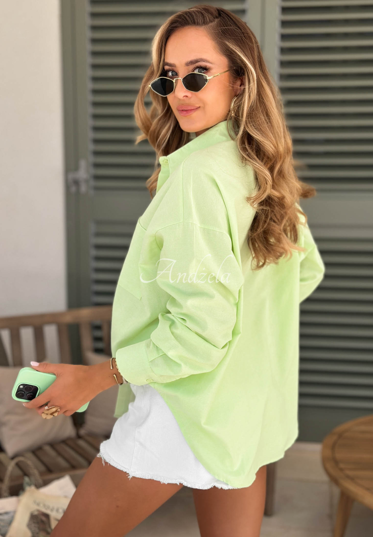 Baumwollhemd oversize Sunny Life Pistaziengrün