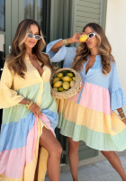 Rozkloszowana Kleid midi w kratę Ocean Sunset żółto-Blau