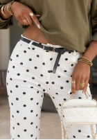 Material Hose Chinohose w Punkte Spring Dots Weiß
