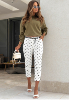 Material Hose Chinohose w Punkte Spring Dots Weiß
