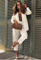 Elegancka Blazer w Punkte Timeless Dots Ecru
