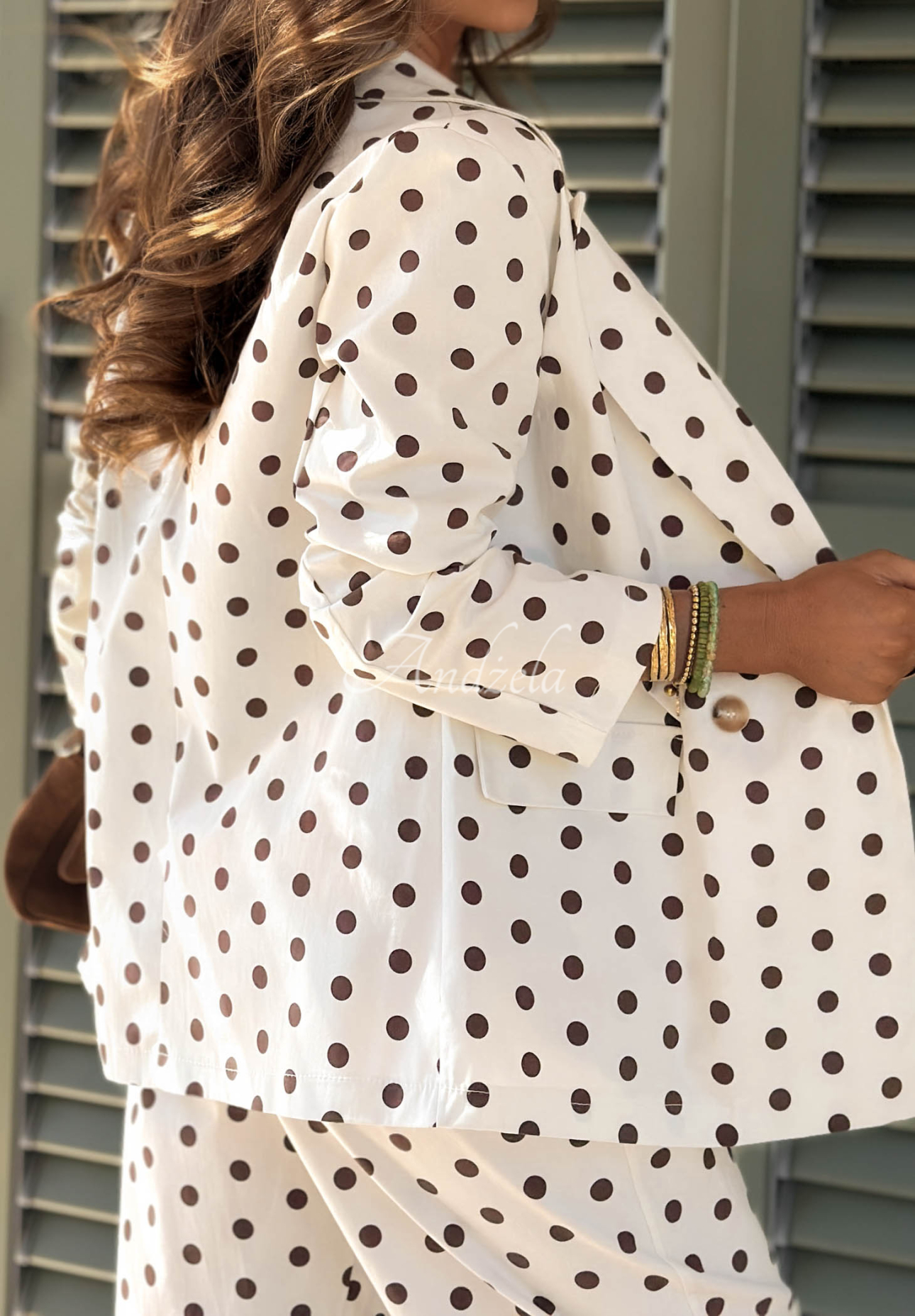 Zweireihige Baumwollblazer mit Polka-DotsTimeless Dots Ecru