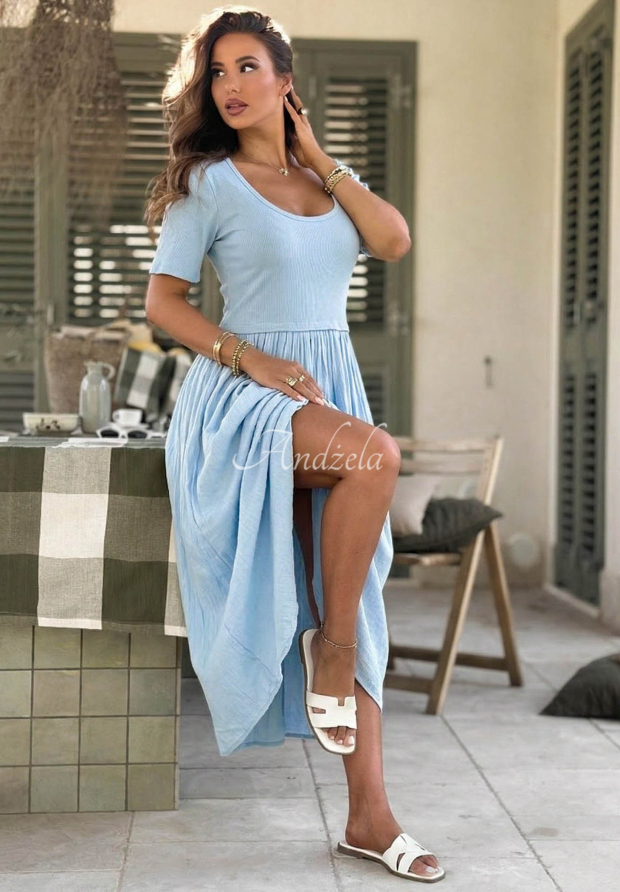 Luftiges Baumwoll-Midikleid Primavera Mia Blau