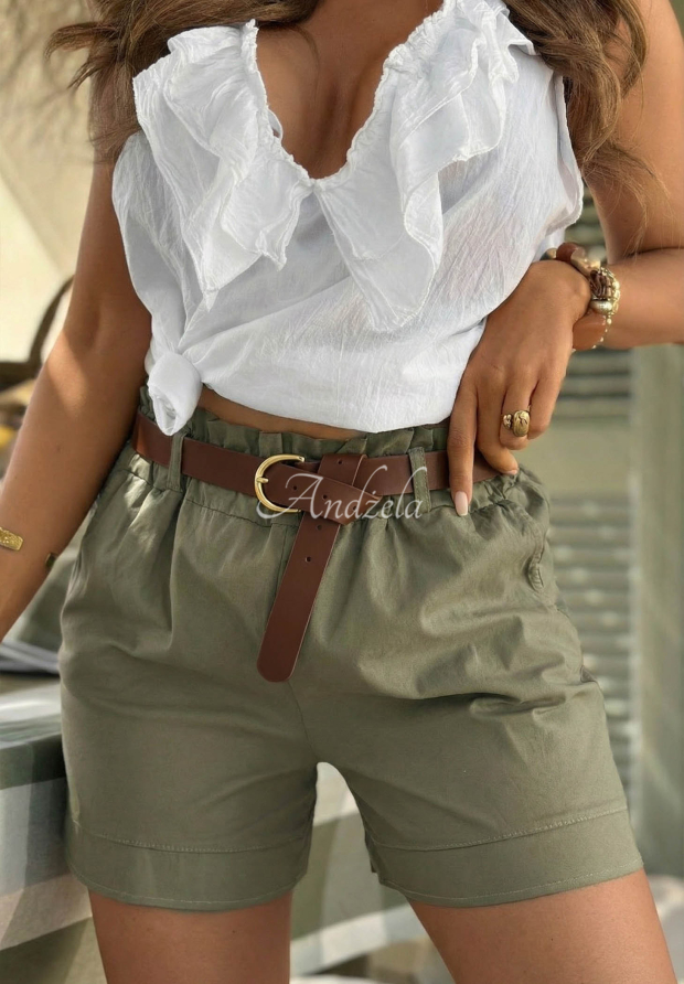 Stoffshorts mit G&uuml;rtel Any Place Khaki