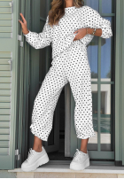 Sweat Set Sweatshirt i Hose w Punkte Vita Dots Weiß