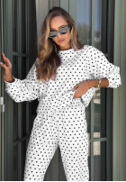 Sweat Set Sweatshirt i Hose w Punkte Vita Dots Weiß