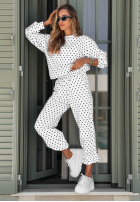 Sweat Set Sweatshirt i Hose w Punkte Vita Dots Weiß