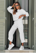 Sweat Set Sweatshirt i Hose w Punkte Vita Dots Weiß