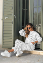 Sweat Set Sweatshirt i Hose w Punkte Vita Dots Weiß