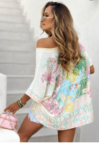 Wzorzysta Bluse oversize z dekoltem Dolce Capri Ecru