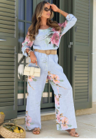 Set Bluse i Hose w kwiaty Sunny Harmony Beige