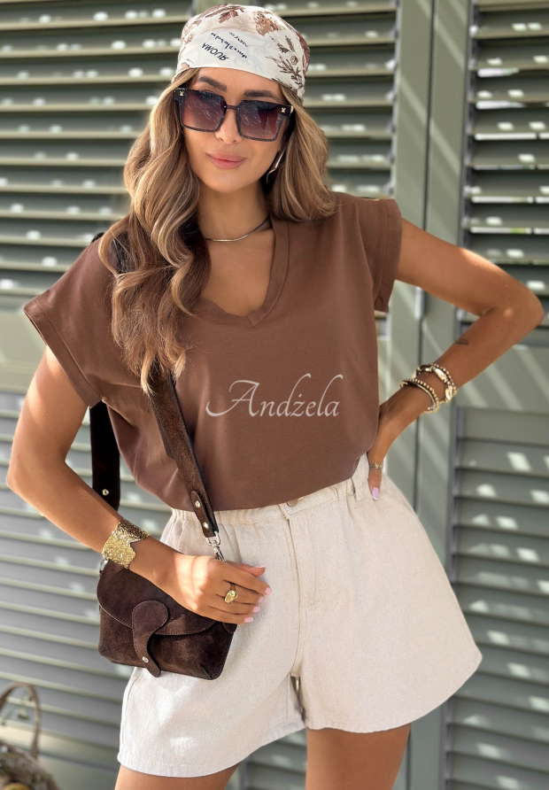 T-Shirt V-neck Schokoladenbraun