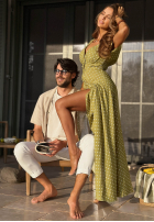 Kleid maxi w Punkte Charming Dots Olivgrün