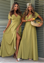 Kleid maxi w Punkte Charming Dots Olivgrün