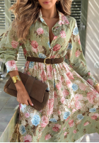 Ażurowa Kleid midi w kwiaty Floribella Khaki