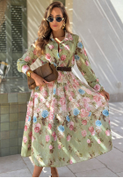 Ażurowa Kleid midi w kwiaty Floribella Khaki