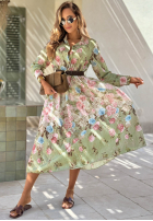 Ażurowa Kleid midi w kwiaty Floribella Khaki