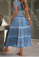 Haftowana Kleid midi z bufkami Sunny Breeze Blau