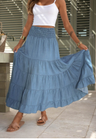 Rock maxi z falbankami i gumką Taille Italian Sky Blau