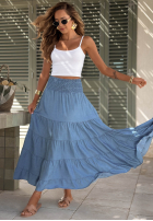 Rock maxi z falbankami i gumką Taille Italian Sky Blau
