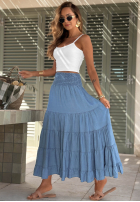 Rock maxi z falbankami i gumką Taille Italian Sky Blau