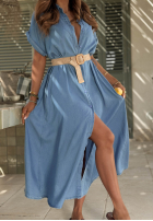 Koszulowa Kleid z paskiem Italian Sky Blau