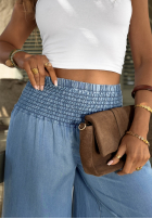 Material Hose wide leg z gumką Taille Italian Sky Blau