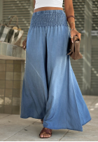 Material Hose wide leg z gumką Taille Italian Sky Blau