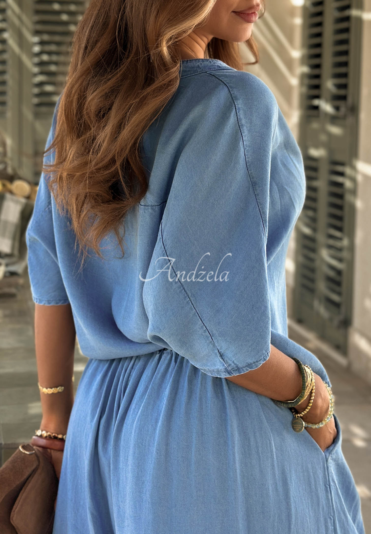 Hemd mit Tasche aus Lyocell Italian Sky Blau