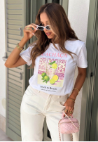 T-Shirt z nadrukiem Cachaca Lemon biało-Himmelblau