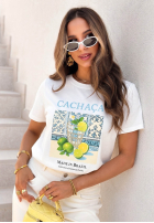 T-Shirt z nadrukiem Cachaca Lemon biało-Himmelblau