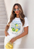 T-Shirt z nadrukiem Cachaca Lemon biało-Himmelblau