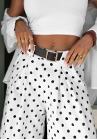 Material Hose wide leg w Punkte Sweet Latte Weiß