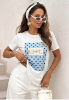 T-Shirt z nadrukiem Dotty Chic biało-Rosa