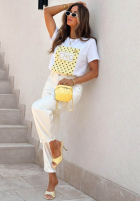 T-Shirt z nadrukiem Dotty Chic biało-Rosa