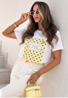 T-Shirt z nadrukiem Dotty Chic biało-Rosa