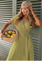 Kleid w Punkte Wendy Olivgrün