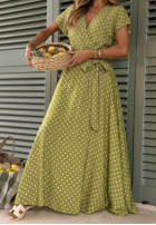 Kleid w Punkte Wendy Olivgrün