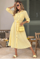 Koszulowa Kleid midi w kratę Spring Velvet Air Himmelblau