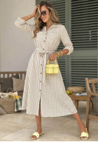 Koszulowa Kleid midi w kratę Spring Velvet Air Himmelblau