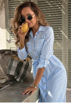 Koszulowa Kleid midi w kratę Spring Velvet Air Himmelblau