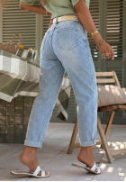 Hose Jeans mom fit z paskiem Look Around Blau