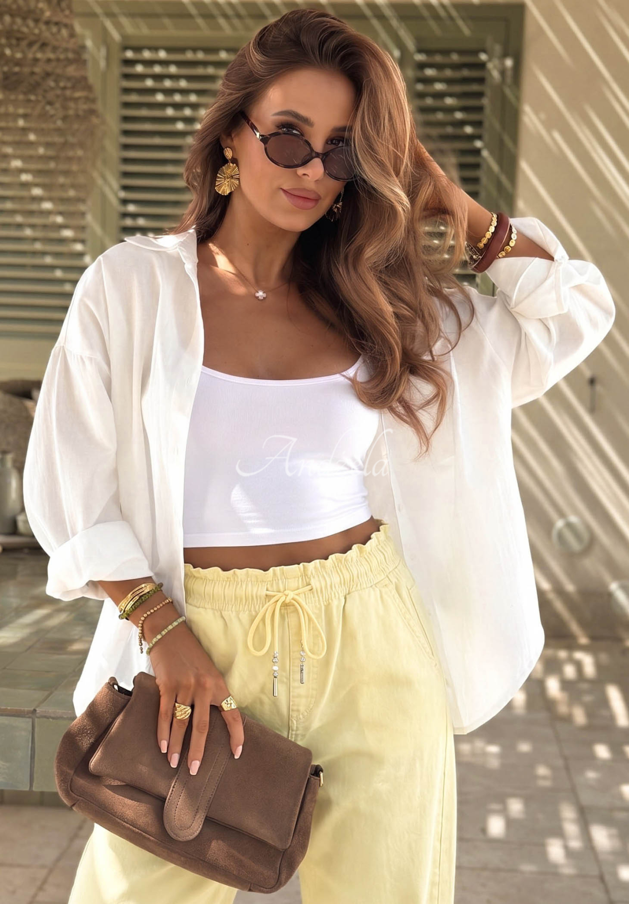 Ballon-Jeans mit elastischem Bund Meet Me Again Gelb