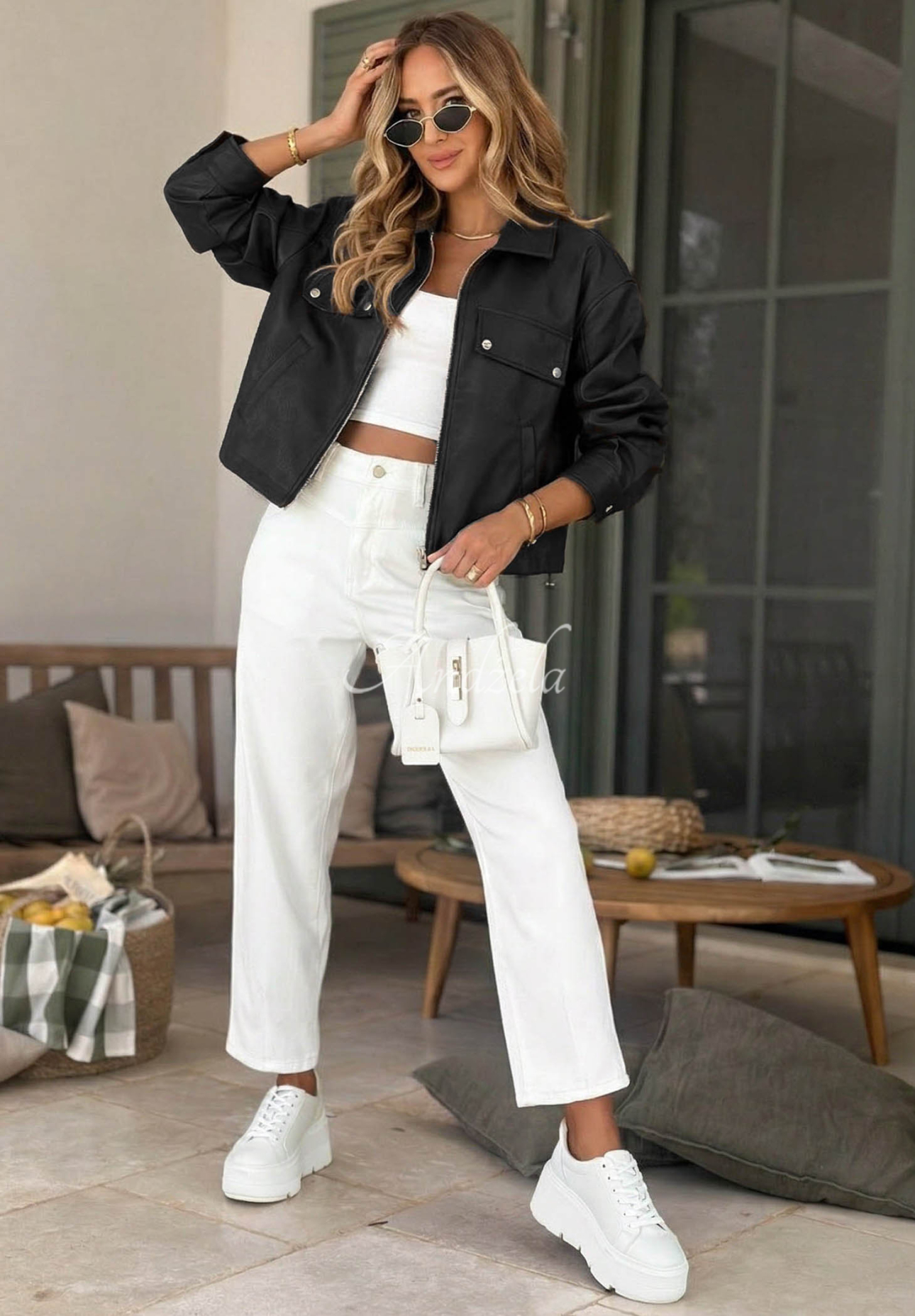 Lederjacke mit Kragen Less Is More Schwarz