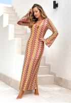 Dopasowana Kleid maxi Mit Muster El Fuerte żółto-Orange