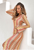 Dopasowana Kleid maxi Mit Muster El Fuerte żółto-Orange