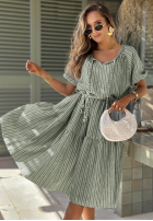 Kleid mini z bufkami w paski Sunny Shore Pistaziengrün