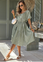 Kleid mini z bufkami w paski Sunny Shore Pistaziengrün