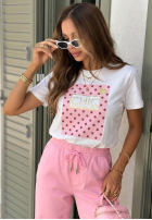T-Shirt z nadrukiem Dotty Chic biało-Rosa